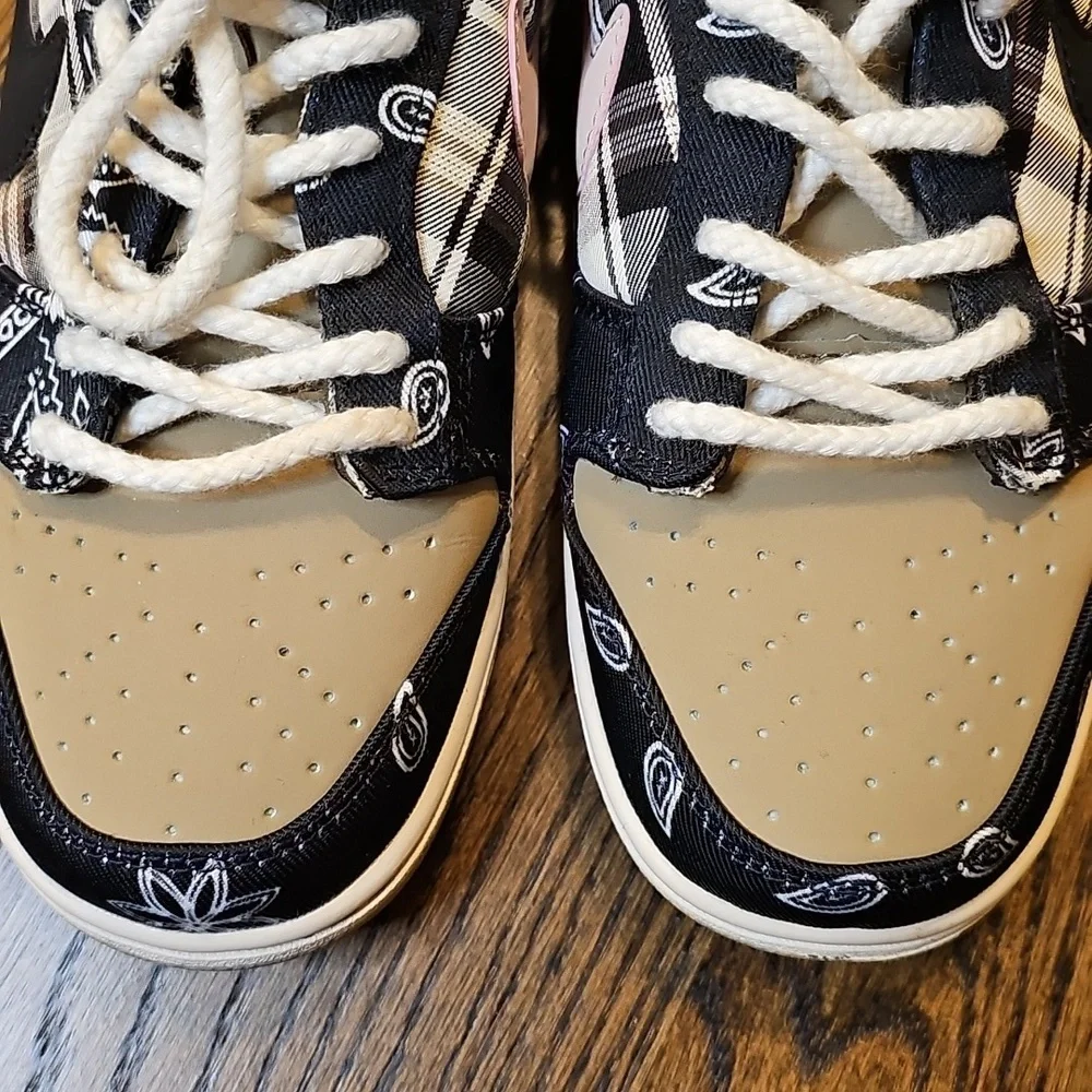 Patchwork Paisley Sneakers in Black and Tan - Picture 10 of 16